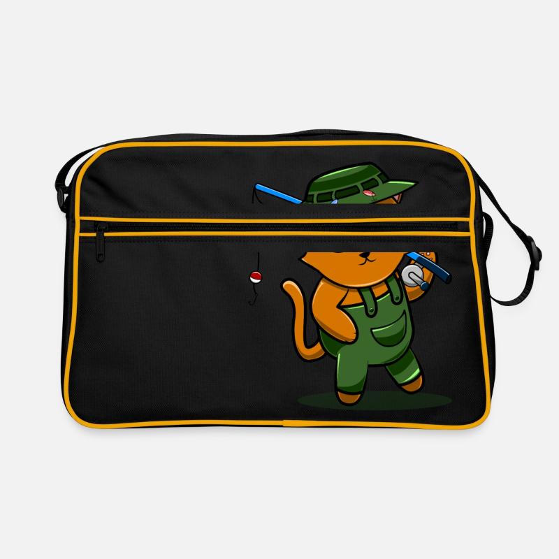 Pêcheur pêcheur pêcheur de chat - Sac Retro - noir/or