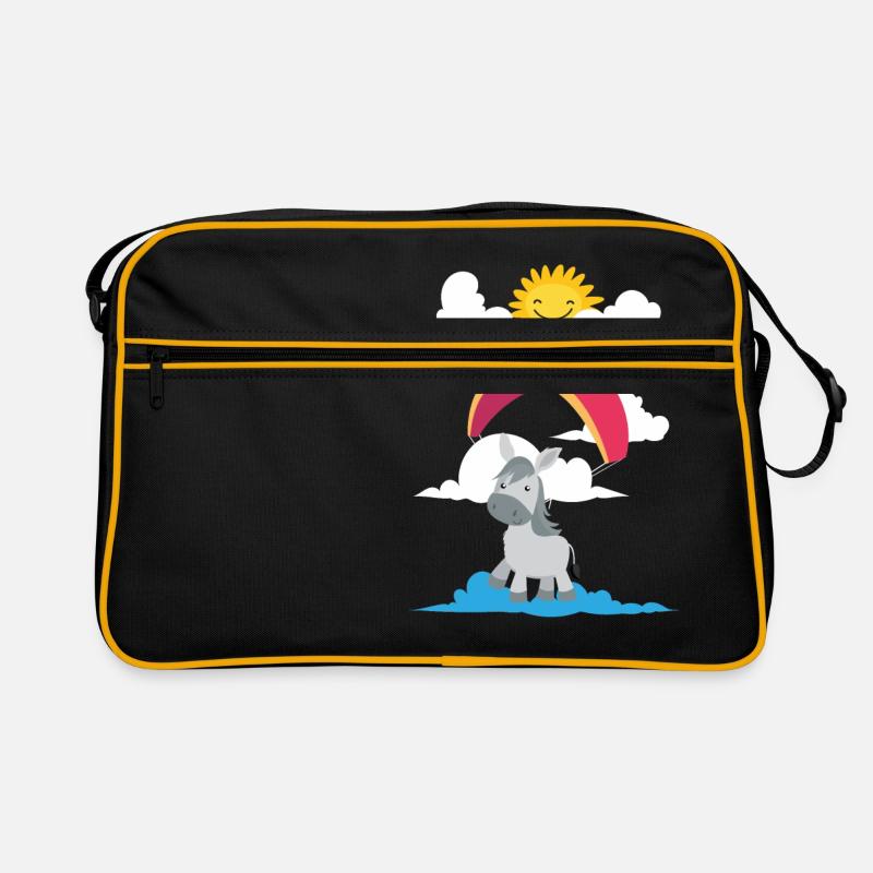 A donkey flies paraglider - Retro Bag - black/gold