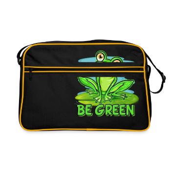 Frog Lover | Be Green - Retro Bag - black/gold - Front