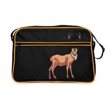 Epischer Hirsch Rotwild Geweih Wild - Retro Tasche - Schwarz/Gold - Vorne