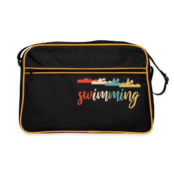 Schwimmen Schwimmer Tauchen Geschenk Retro - Retro Tasche - Schwarz/Gold - Vorne