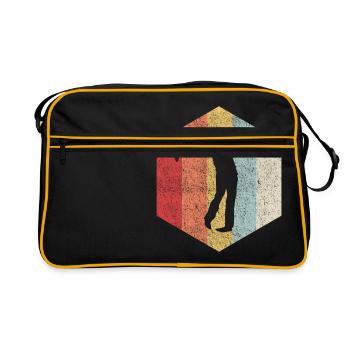 Golf Retro Vintage Abschlag Ball Grün Caddy - Retro Tasche - Schwarz/Gold - Vorne