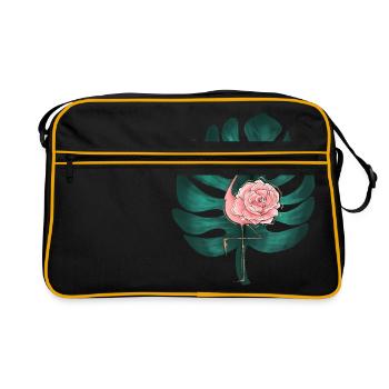 Flamingo Hawai Rose Flower Flower Tropic tropical M - Retro Bag - black/gold - Front
