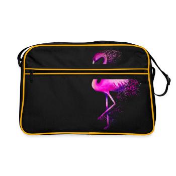 Flamingo bird pink colorful bird colorful gift - Retro Bag - black/gold - Front