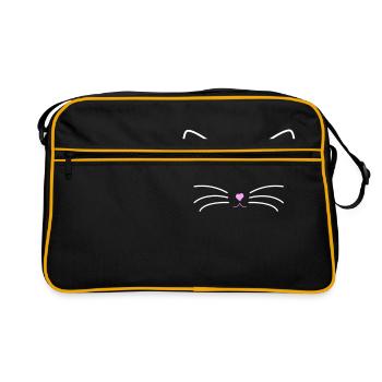 visage de chat - Sac Retro - noir/or - Devant