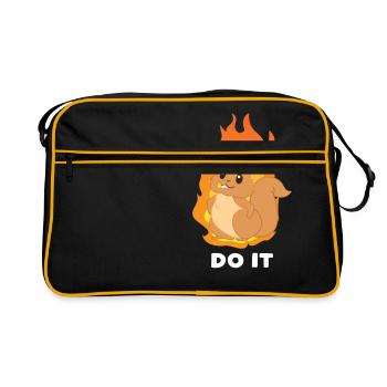 Eichhörnchen - Feuer - Eichkätzchen - Geschenk - Retro Tasche - Schwarz/Gold - Vorne