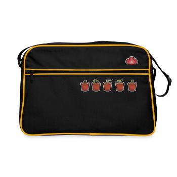 Evolution d'une fleur en fleurs dans le pot - Sac Retro - noir/or - Devant