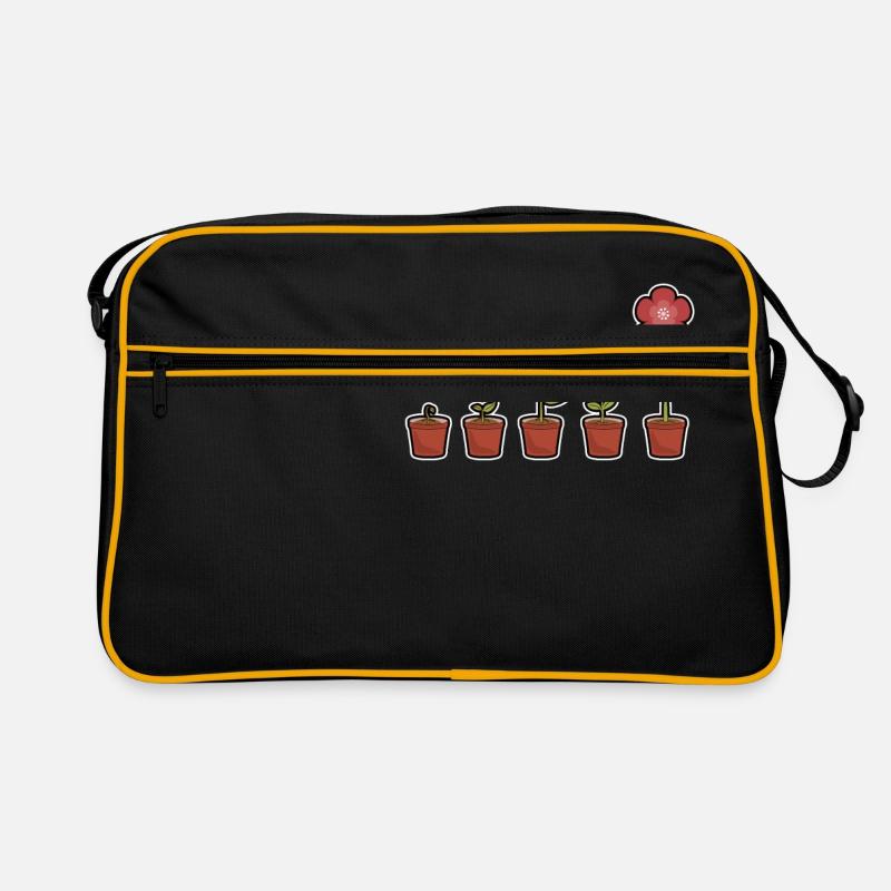 Evolution einer Blumen im Topf blühend Retro Tasche
