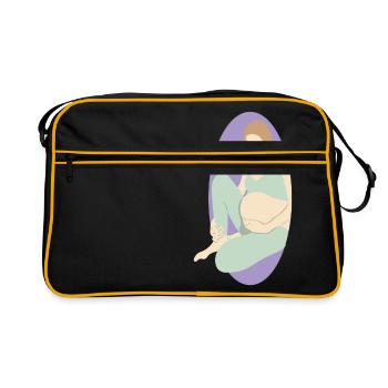Cadeau de naissance bébé heureux bébé enceinte - Sac Retro - noir/or - Devant