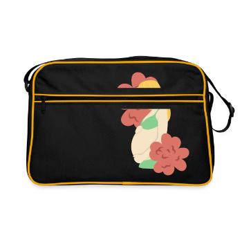 Blumen Schwangerschaft Schwanger Geburt Geschenk - Retro Tasche - Schwarz/Gold - Vorne