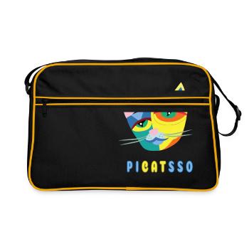 Pi-Cat-Sso Picasso Cat Abstract Art Gift - Retro Bag - black/gold - Front
