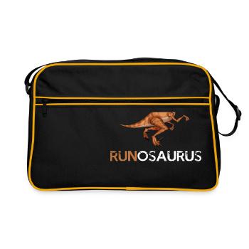 Laufen Dinosaurier Geschenk Dino lustig - Retro Tasche - Schwarz/Gold - Vorne