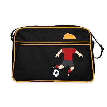 Boy plays football child and ball 03 545 - Retro Bag - black/gold - Front