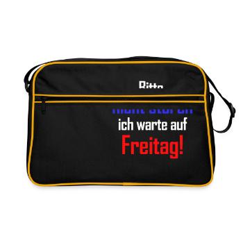 Drôle s'il vous plaît ne pas déranger j'attends vendredi - Sac Retro - noir/or - Devant