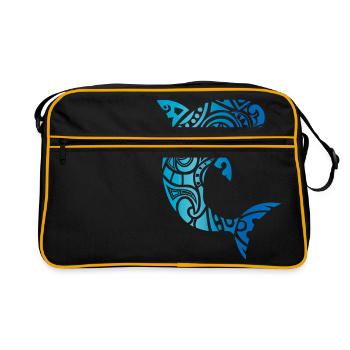 Tribal shark Hawaii vacation beach gift tattoo - Retro Bag - black/gold - Front