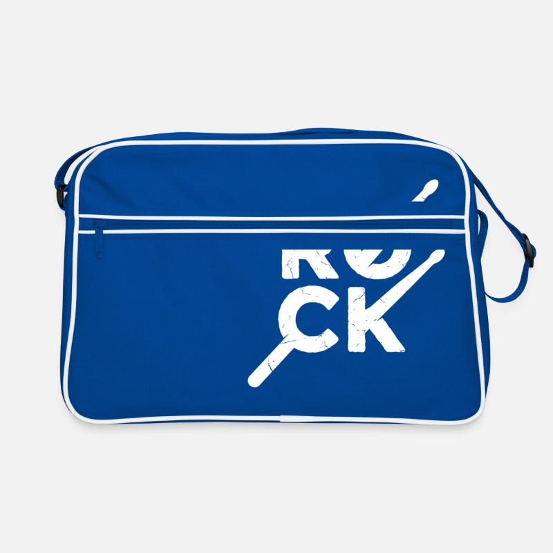 Rock text with drumsticks Retro Bag