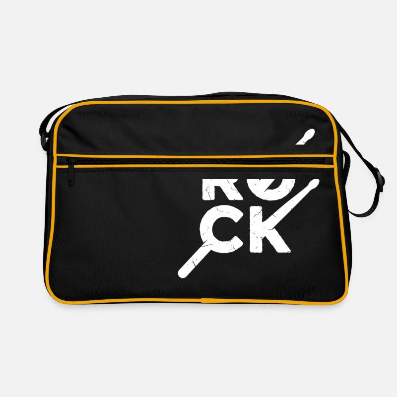 Rock text with drumsticks Retro Bag