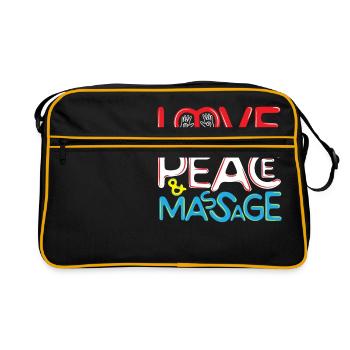 Love Peace & Massage beau slogan - Sac Retro - noir/or - Devant