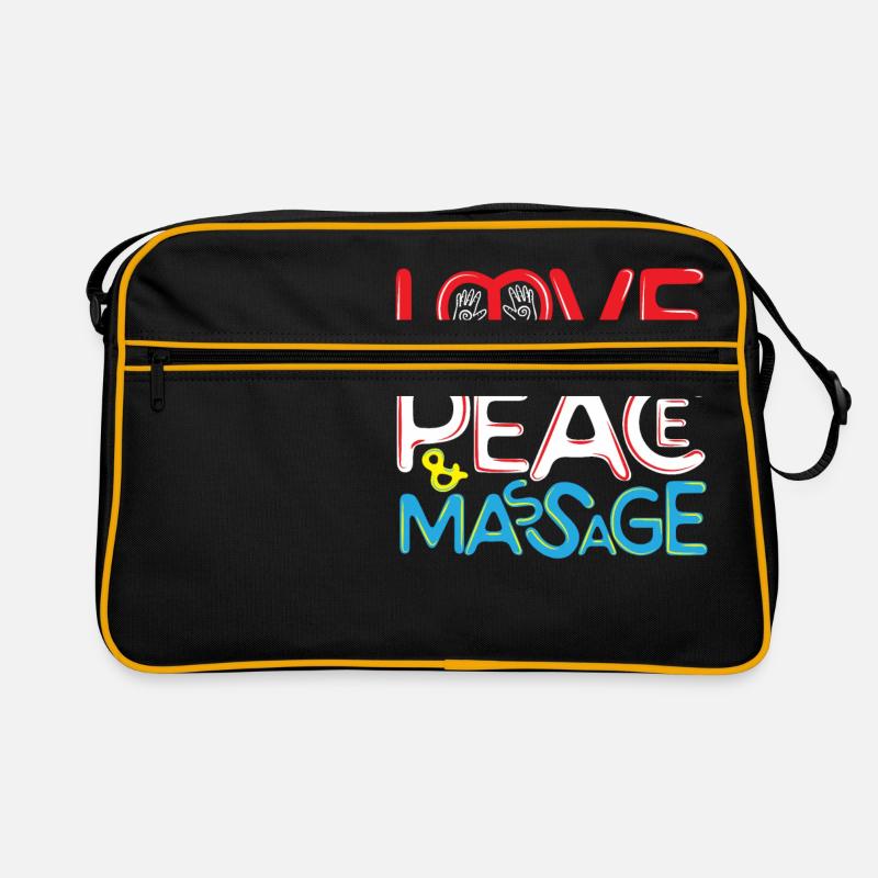Love Peace & Massage beautiful slogan - Retro Bag - black/gold