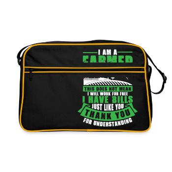 Ich bin ein Landwirt mit Rechnungen wie du auch - Retro Tasche - Schwarz/Gold - Vorne