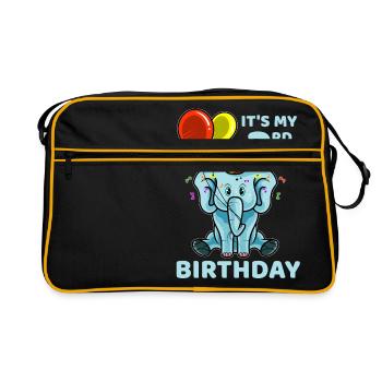 Netter 3. dritter Geburtstagselefant - Retro Tasche - Schwarz/Gold - Vorne