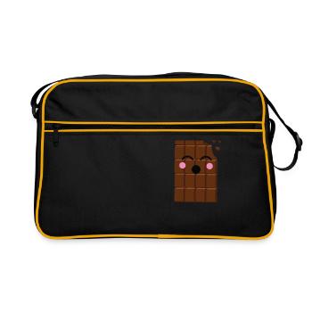 barre de chocolat heureux - Sac Retro - noir/or - Devant