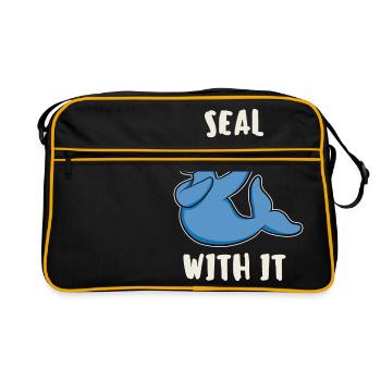 Lustig Dabbing Seal Robbe Seehund Seelöwe Geschenk - Retro Bag - black/gold - Front