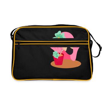 Flamingo Süß Mädchen - Sac Retro - noir/or - Devant