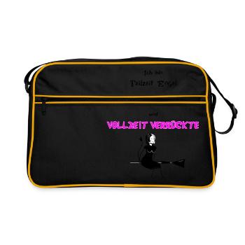 Part-time angel, witch, full-time crazy person - Retro Bag - black/gold - Front
