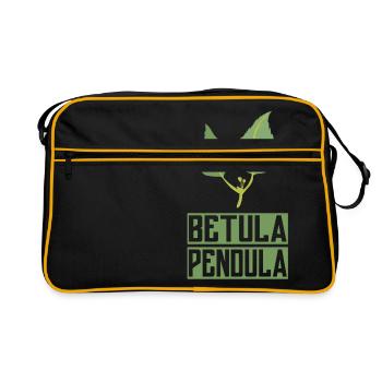 Linde , Baum mit Blättern / Blatt Geschenk - Retro Tasche - Schwarz/Gold - Vorne