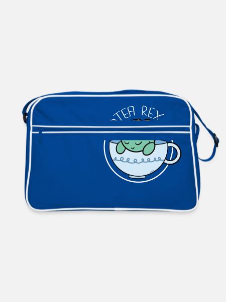 Tea Rex tea tea drinker - Retro Bag - blue/white - Front