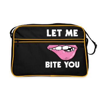 Cadeau de vampire d'Halloween se mordant les lèvres - Sac Retro - noir/or - Devant