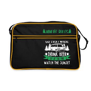 Camper Bus Caravan Camping Van - Sac Retro - noir/or - Devant