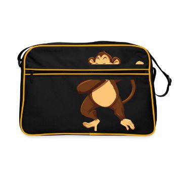Dab monkey animals dancing funny cartoon character daben lol - Retro Bag - black/gold - Front