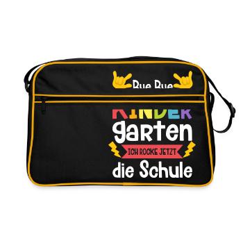 Bye Bye Kindergarten Ich Rock Jetzt Die Schule - Retro Tasche - Schwarz/Gold - Vorne