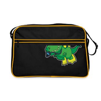 Funny Diving Scuba Diving Dinosaur Diver - Retro Bag - black/gold - Front
