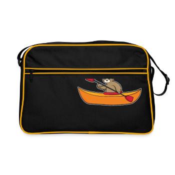 Kanu Kajak Faultier Geschenk Kanufahrer Sprüche - Retro Tasche - Schwarz/Gold - Vorne
