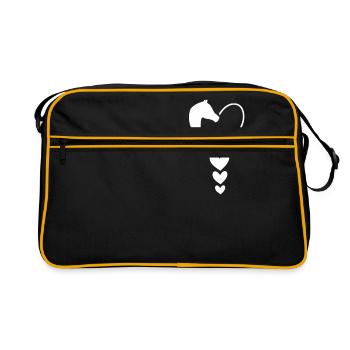 Horse Equestrian Funny Horse Riding Gift - Retro Bag - black/gold - Front