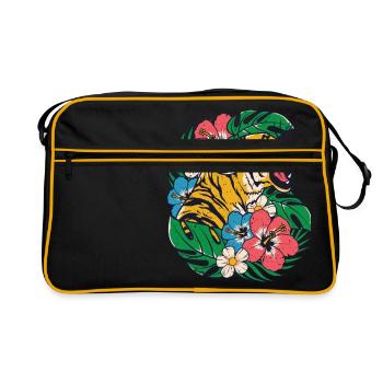Tiger Jungle cat predator tropical summer - Retro Bag - black/gold - Front