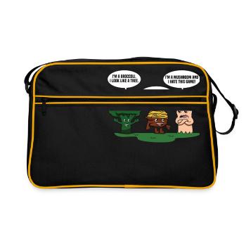 Pénis de cerveau de brocoli drôle de champignon d'arbre - Sac Retro - noir/or - Devant
