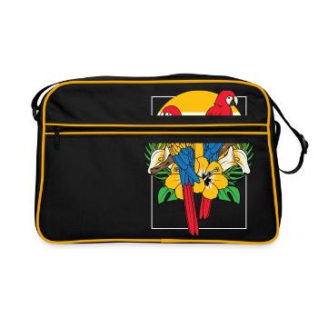 Perroquet tropique oiseau écarlate macaw - Sac Retro - noir/or - Devant