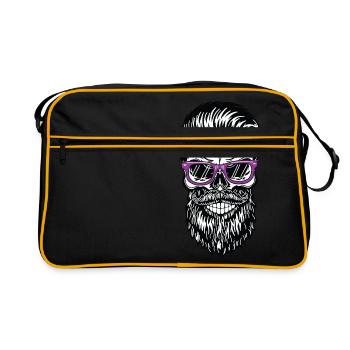 Cooler Bart Schädel - Retro Tasche - Schwarz/Gold - Vorne