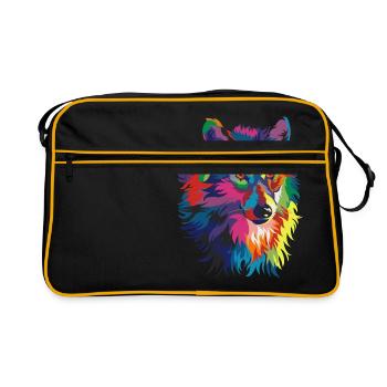 colorful wolf - Retro Bag - black/gold - Front
