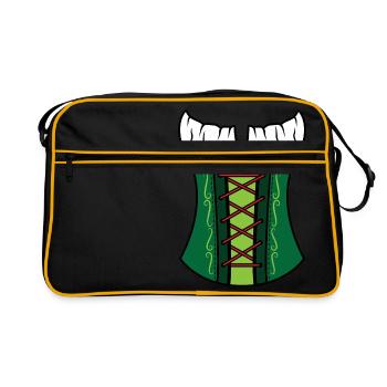 Frauen Dirndl München Bayern - Retro Tasche - Schwarz/Gold - Vorne
