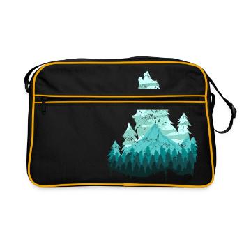 Wild Wild Wolf Wilderness Outdoor Forest - Retro Bag - black/gold - Front