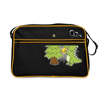 T-Rex Tyrannosaurus Dino Réveillon de Noël Noël - Sac Retro - noir/or - Devant