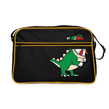 Coq de poulet Dino en costume de dinosaure T-Rex Dino - Sac Retro - noir/or - Devant
