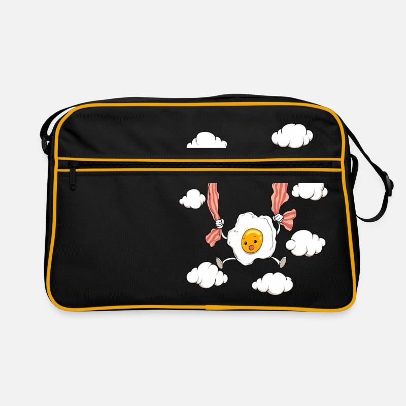Luft Frühstück Himmel Eier Speck Spiegelei Früh Ei - Retro Tasche - Schwarz/Gold