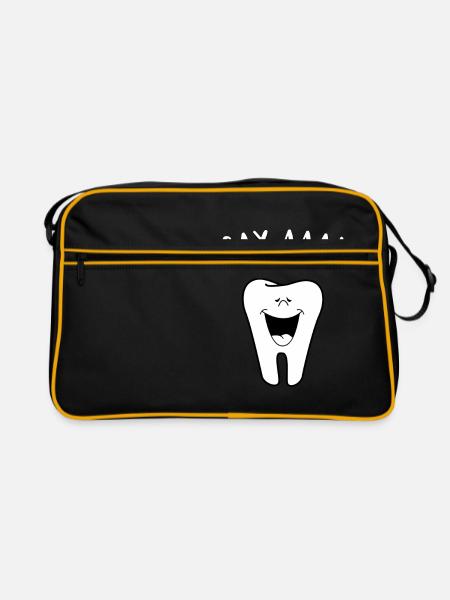 Dental Hygienist Say AAA Teeth Dentist Graduation - Retro Tasche - Schwarz/Gold - Vorne