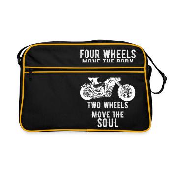 Four Wheels move your Body two wheels your soul - Sac Retro - noir/or - Devant
